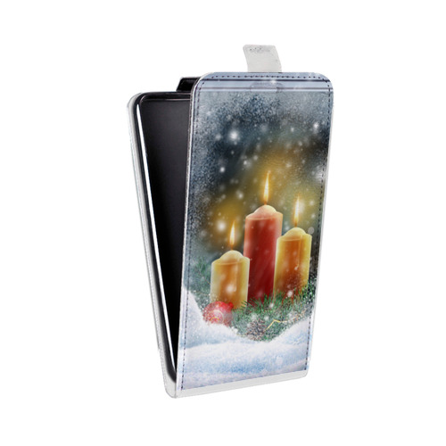 Дизайнерский вертикальный чехол-книжка для Samsung Galaxy Core Prime Новогодние свечки