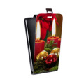 Дизайнерский вертикальный чехол-книжка для HTC Desire 728 Новогодние свечки