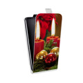 Дизайнерский вертикальный чехол-книжка для Nokia 3.4 Новогодние свечки