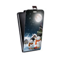 Дизайнерский вертикальный чехол-книжка для Alcatel One Touch Pop D3 Снеговики