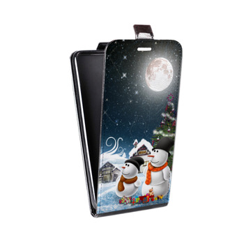 Дизайнерский вертикальный чехол-книжка для Samsung Galaxy S6 Edge Снеговики (на заказ)