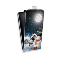 Дизайнерский вертикальный чехол-книжка для LG X Style Снеговики