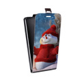 Дизайнерский вертикальный чехол-книжка для HTC Desire 728 Снеговики