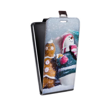 Дизайнерский вертикальный чехол-книжка для Samsung Galaxy S8 Plus Снеговики (на заказ)