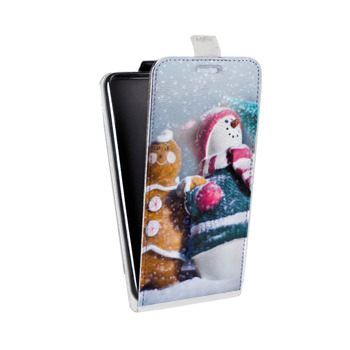 Дизайнерский вертикальный чехол-книжка для Sony Xperia E4g Снеговики (на заказ)