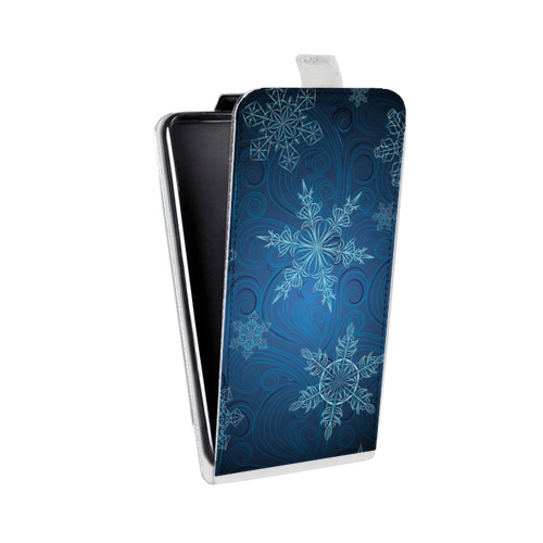 Дизайнерский вертикальный чехол-книжка для Microsoft Lumia 535 Снежинки