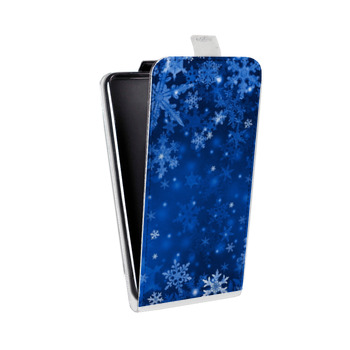 Дизайнерский вертикальный чехол-книжка для Samsung Galaxy Alpha Снежинки (на заказ)