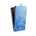 Дизайнерский вертикальный чехол-книжка для HTC Desire 601 Снежинки