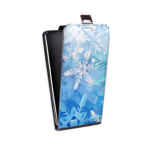 Дизайнерский вертикальный чехол-книжка для HTC Desire 530 Снежинки