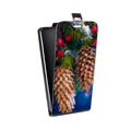 Дизайнерский вертикальный чехол-книжка для HTC Desire 400 Новогодняя хвоя