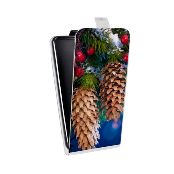 Дизайнерский вертикальный чехол-книжка для Samsung Galaxy A7 (2018) Новогодняя хвоя (на заказ)