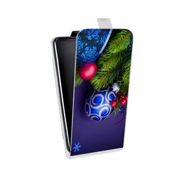Дизайнерский вертикальный чехол-книжка для Sony Xperia E4g Новогодняя хвоя (на заказ)