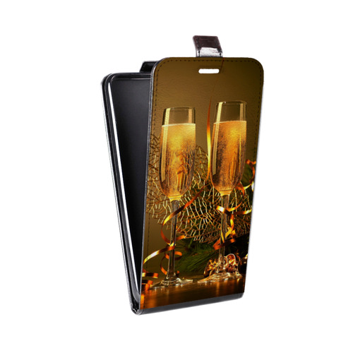 Дизайнерский вертикальный чехол-книжка для Iphone 5c Новогодние бокалы
