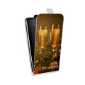Дизайнерский вертикальный чехол-книжка для HTC Desire 601 Новогодние бокалы