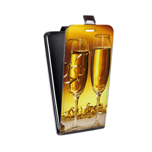 Дизайнерский вертикальный чехол-книжка для Iphone 5c Новогодние бокалы