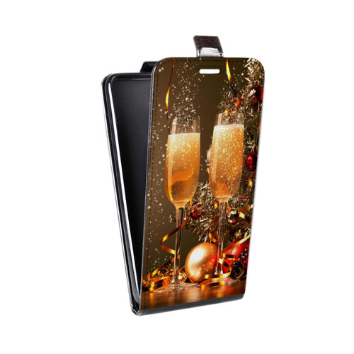 Дизайнерский вертикальный чехол-книжка для LG L70 Новогодние бокалы