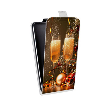 Дизайнерский вертикальный чехол-книжка для Samsung Galaxy Alpha Новогодние бокалы (на заказ)