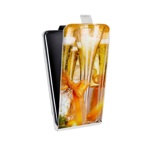 Дизайнерский вертикальный чехол-книжка для LG L70 Новогодние бокалы