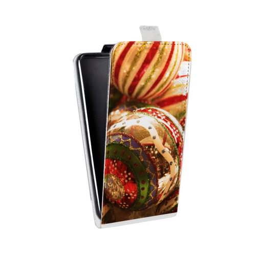 Дизайнерский вертикальный чехол-книжка для Huawei P Smart (2019) Новогодние шары