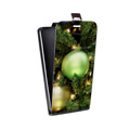 Дизайнерский вертикальный чехол-книжка для HTC Desire 530 Новогодние шары