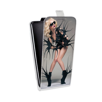 Дизайнерский вертикальный чехол-книжка для Huawei P10 Lite Леди Гага (на заказ)