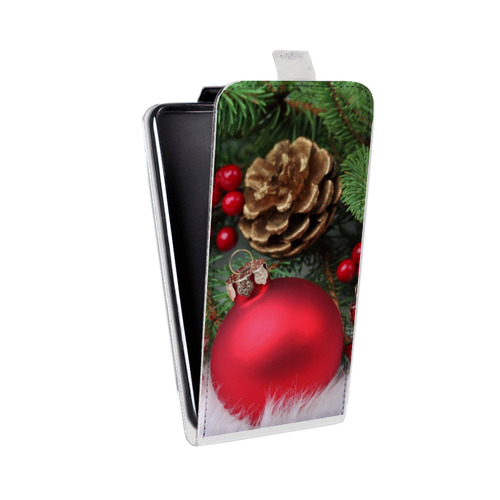 Дизайнерский вертикальный чехол-книжка для Iphone 12 Pro Новогодние шары